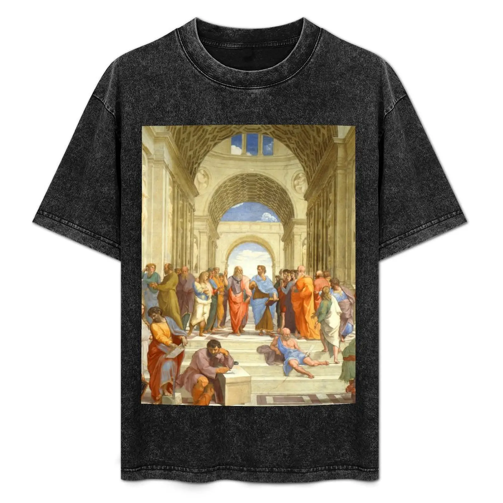 Raffaello Sanzio da Urbino The School of Athens, 1509-1510 Camiseta plus size casual de verão