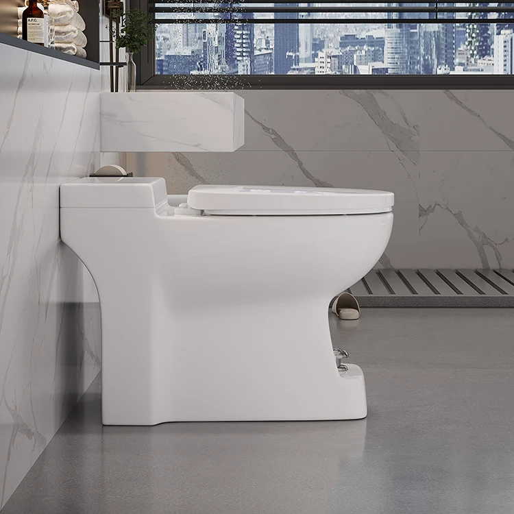 Toilet,No Water Tank Commode One Piece Ceramic Foot Step Flushing Floor Standing Toilet