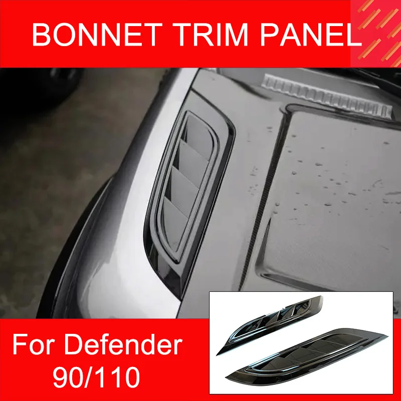 1 Pair Black ABS Bonnet Trim Panel for Land Rover Defender 90 110 ABS New Non Destructive Car Modification Bonnet Trim Panel