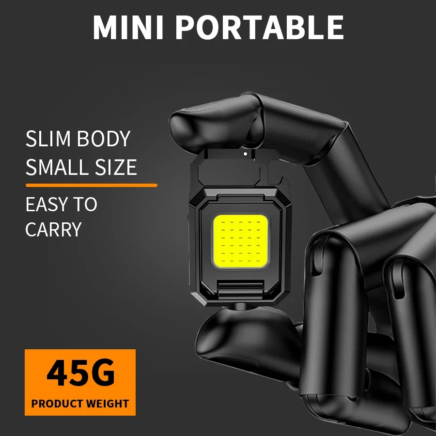 Mini Flashlight Keychain Multifunctional Portable COB Camping Lamps USB Charging Led Work Lights Outdoor Fishing Hiking Lantern
