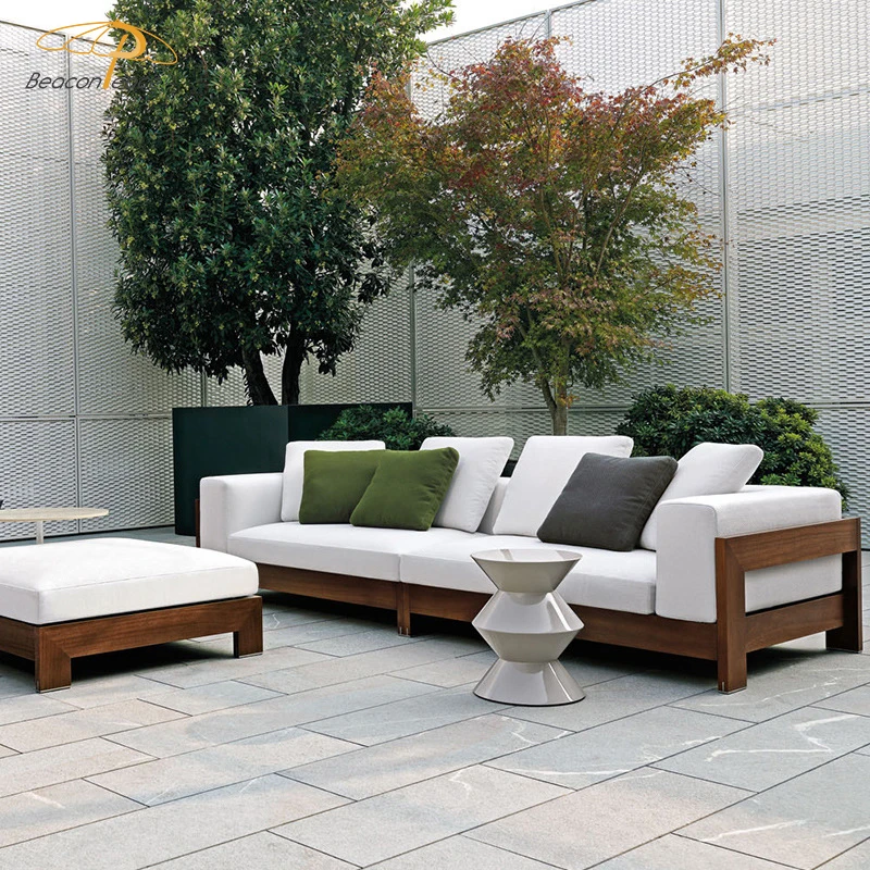 

Новое поступление, роскошный современный комплект диванов из тикового дерева для патио, сада, уличная мебель, диван из массива дерева, диван с журнальным столиком