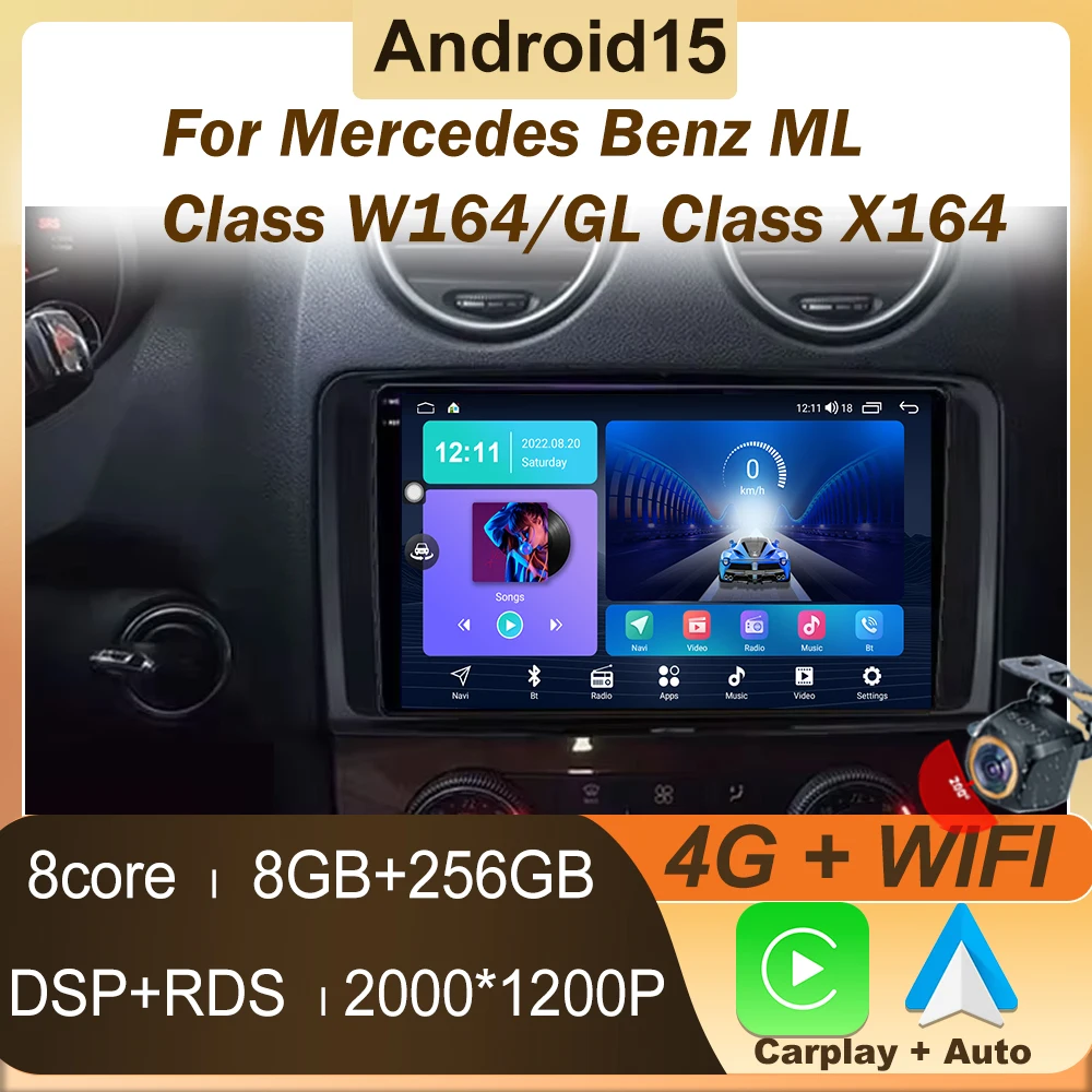 

Carplay Car Radio For Mercedes Benz ML GL W164 ML350 ML500 GL320 X164 ML280 GL350 GL450 Android Auto Stereo NO 2din DVD Player