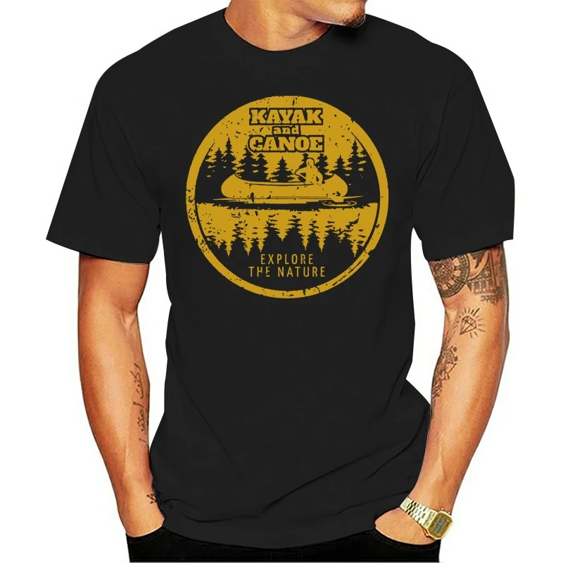 2020 Summer Tee shirt KAYAK AND CANOE EXPLORE NATURE   FOREST Mens Black T-Shirt Custom T-shirt