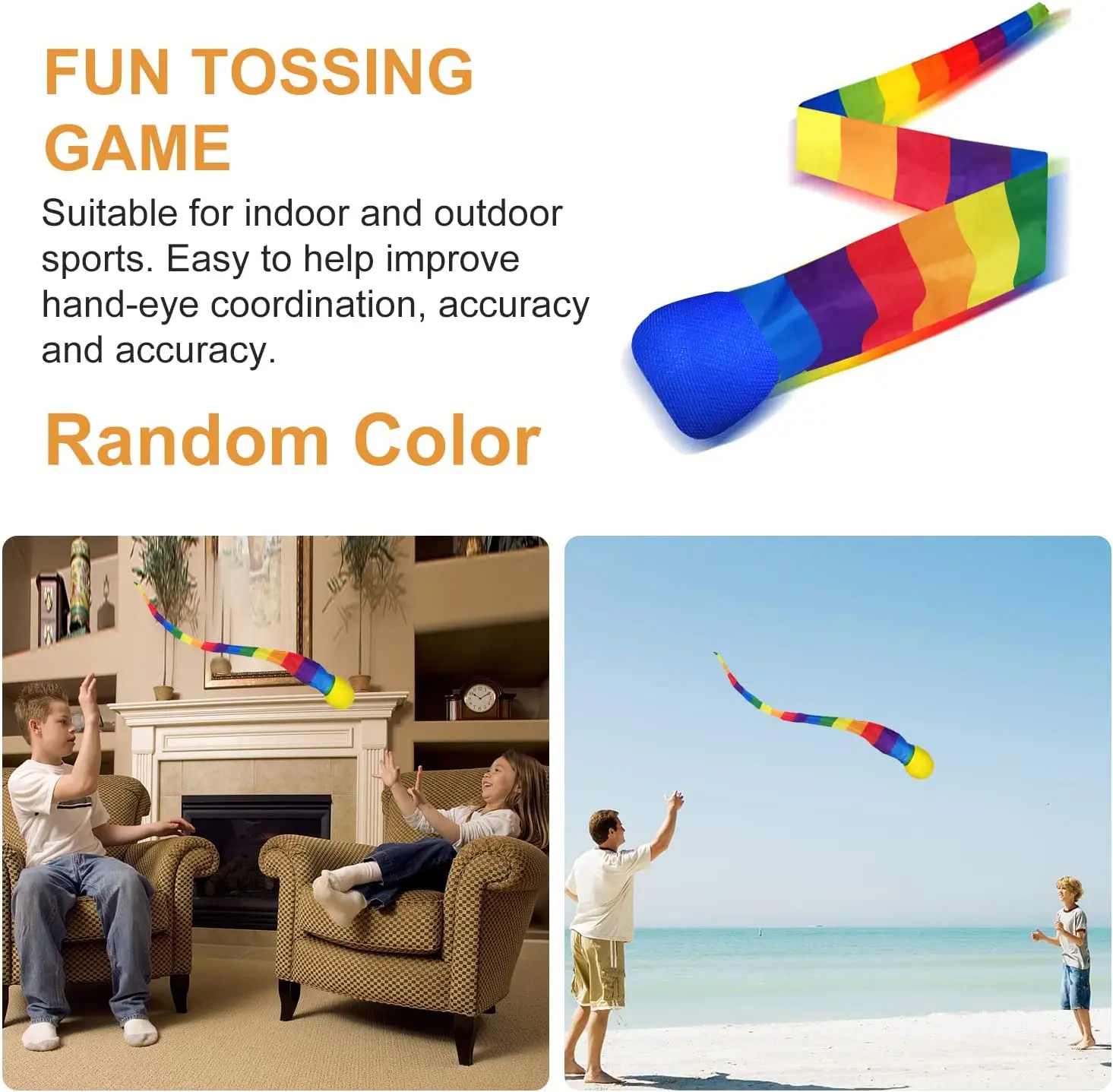 Rainbow Tail Ball Eco-Friendly Fabric Sandbag Meteor Ball Safe Catch Tail Soft Ball Kindergarten School Sensory Training Kid Toy