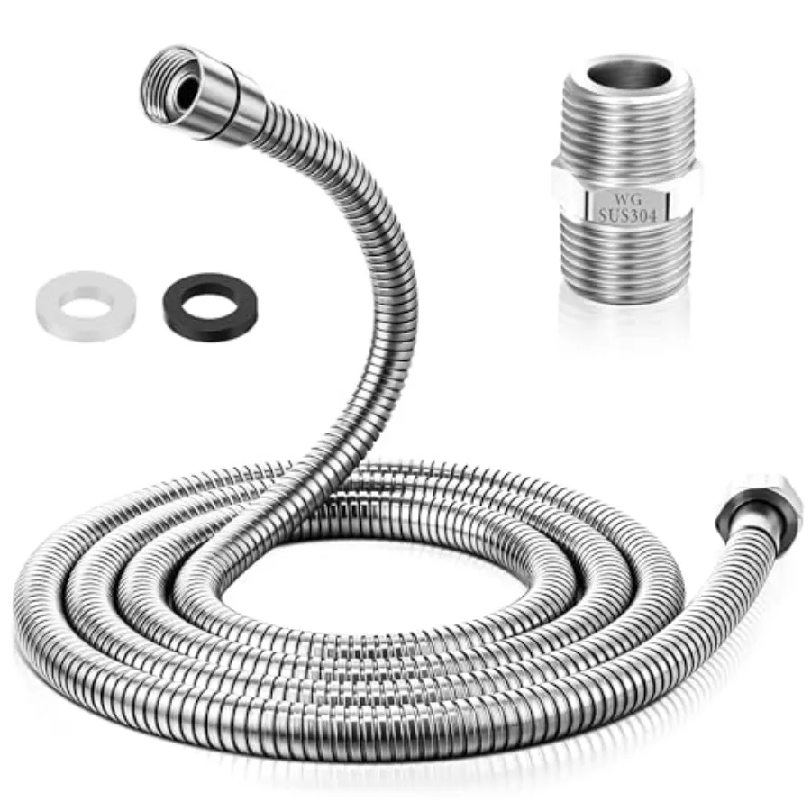 

1 Pack Shower Hose with Shower Extension Connector, Extra Long Handheld Head Hose with Brass sert and Nut, 1/2 to 1/2 Extender,