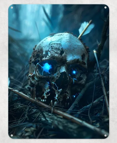 Blue Eye Human Skull Metal Poster Wall Tin Sign Man Cave Shed Home Plaque --Tin Sign