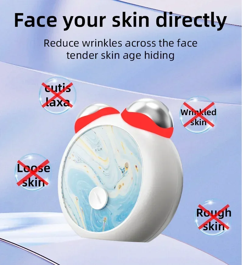 EMS Mini Microcurrent Facial Device Handheld Q-Bear Electric Massage Roller LED Therapy Vibration Beauty Device for Skin Care