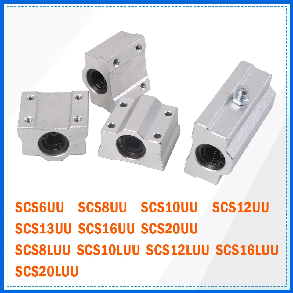 1/4PCS Linear Motion Ball Beare Slide Block Bushing SC8UU SCS8UU 8mm SC10UU 10mm 12UU SCS6UU Linear Shaft CNC 3D Printer Parts