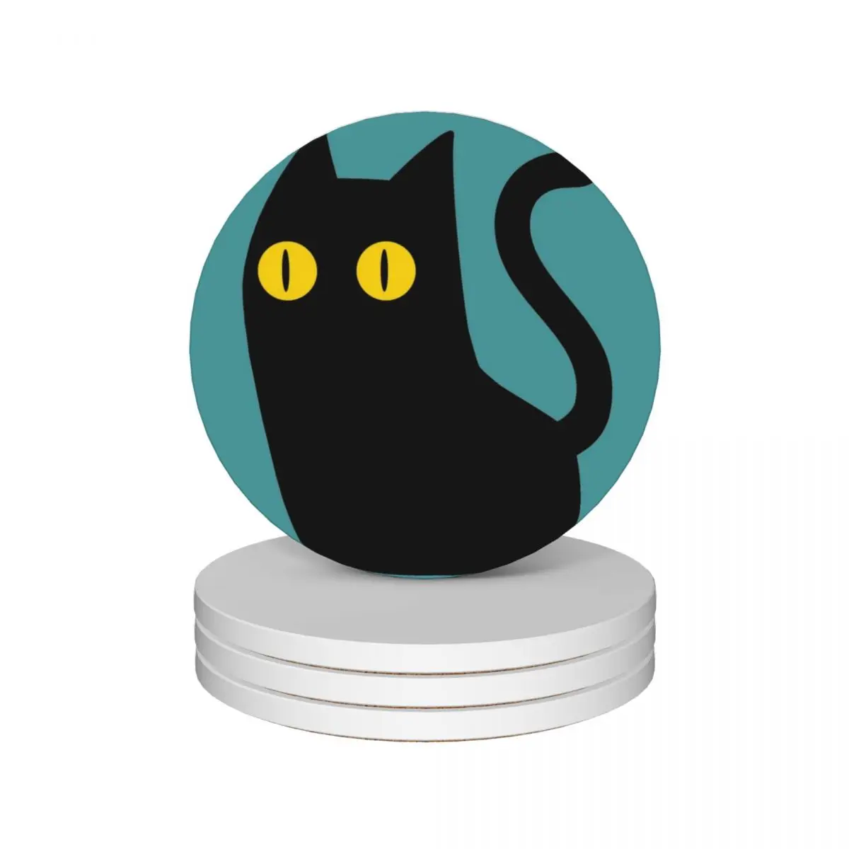 

Black cat Ceramic Coasters (Set of 4) teapot mat mug set coffee slate Coasters