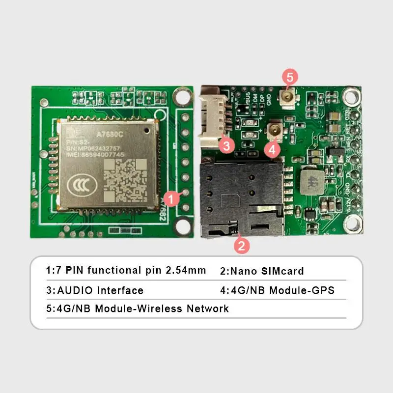 SIMcom LTE CAT1 A7680C CoreBoard com versão de dados versão GNSS