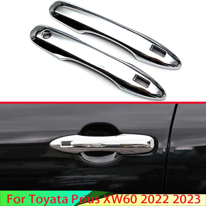 For Toyata Prius XW60 2022 2023 Car Accessories ABS Chrome Door Handle Cover With Smart Key Hole Catch Cap Trim Molding