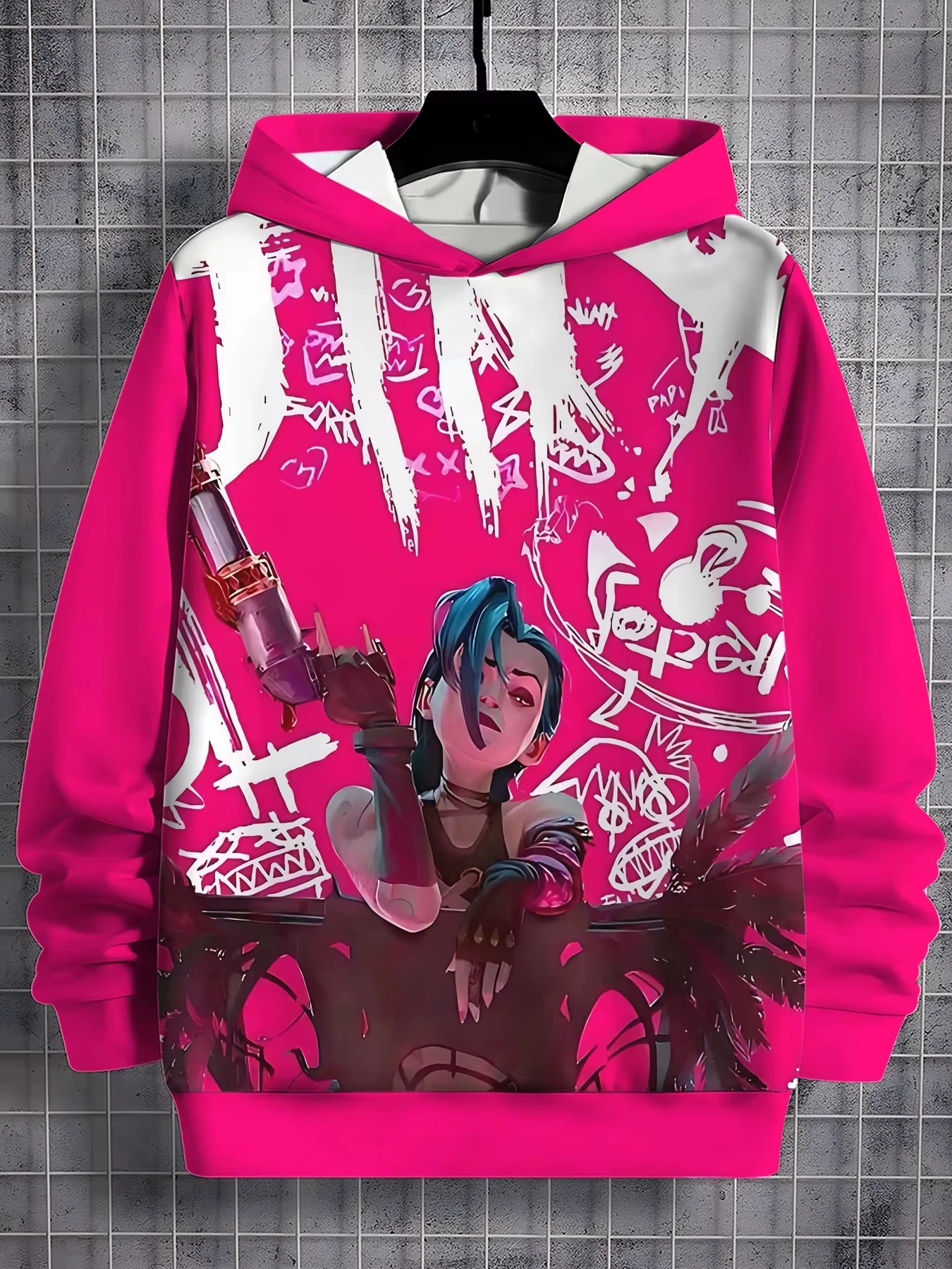 Anime Game Arcane Jinx 3d Print Hoodies Men Women Fashion Hoodie Sweatshirt Mens Clothing Pullover Hoodies Outerwear Coat Jacket