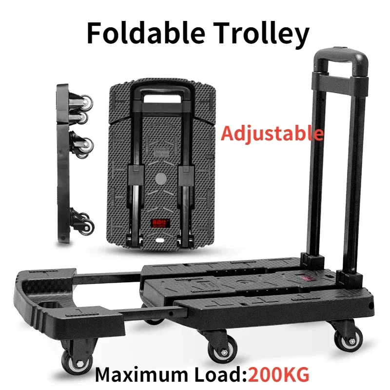 Trolley Pulling Cargo Folding Portable Trolley Handling Hand-pulled Car Household Express Small Trailer Flat Car Folding Trolley