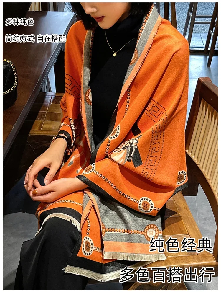 2024 Design Winter Warm Cashmere Shawl Fashion Scarf Women Neckerchief Pashmina Head Scarves Wrap Femal Poncho Echarpe Bandana