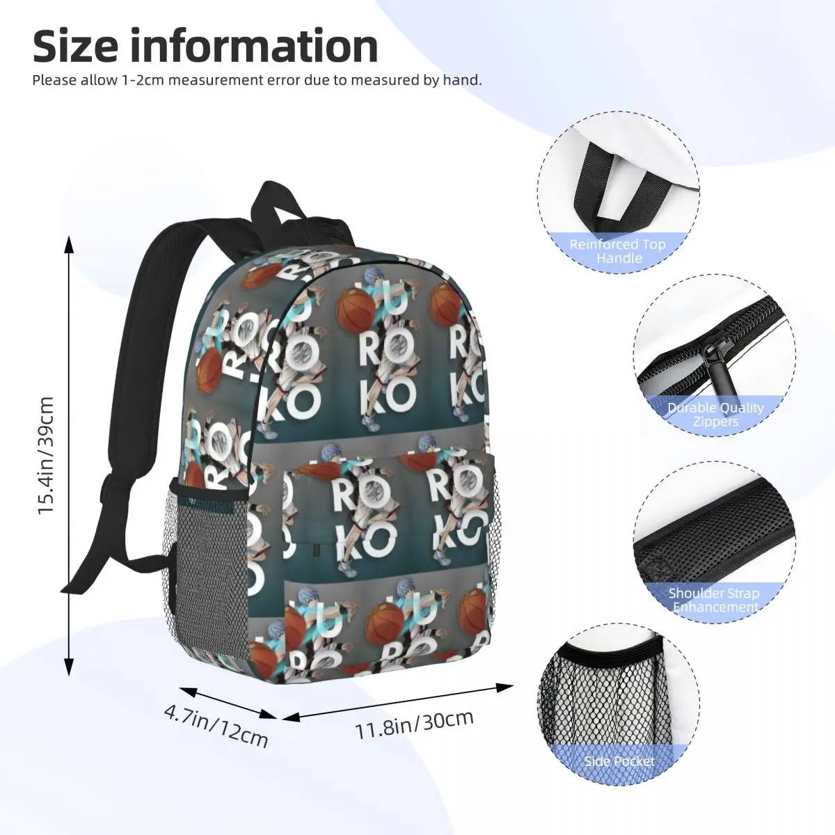 Basketball Kuroko No Basket Anime Backpack Daypack Large Capacity Boys Girls BookBag Shoulder Bags for Men Women School Bag