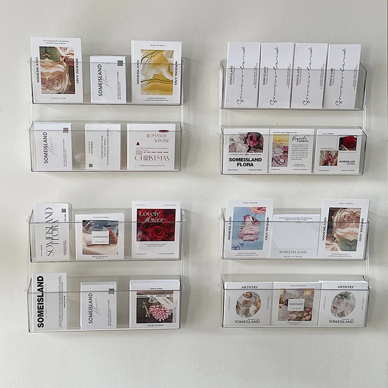 Acrylic Postcard Card Display Rack,Clear Wall-mounted Brochure Holder,Flower Shop Postcard Greeting Card Stand Hanging Storage