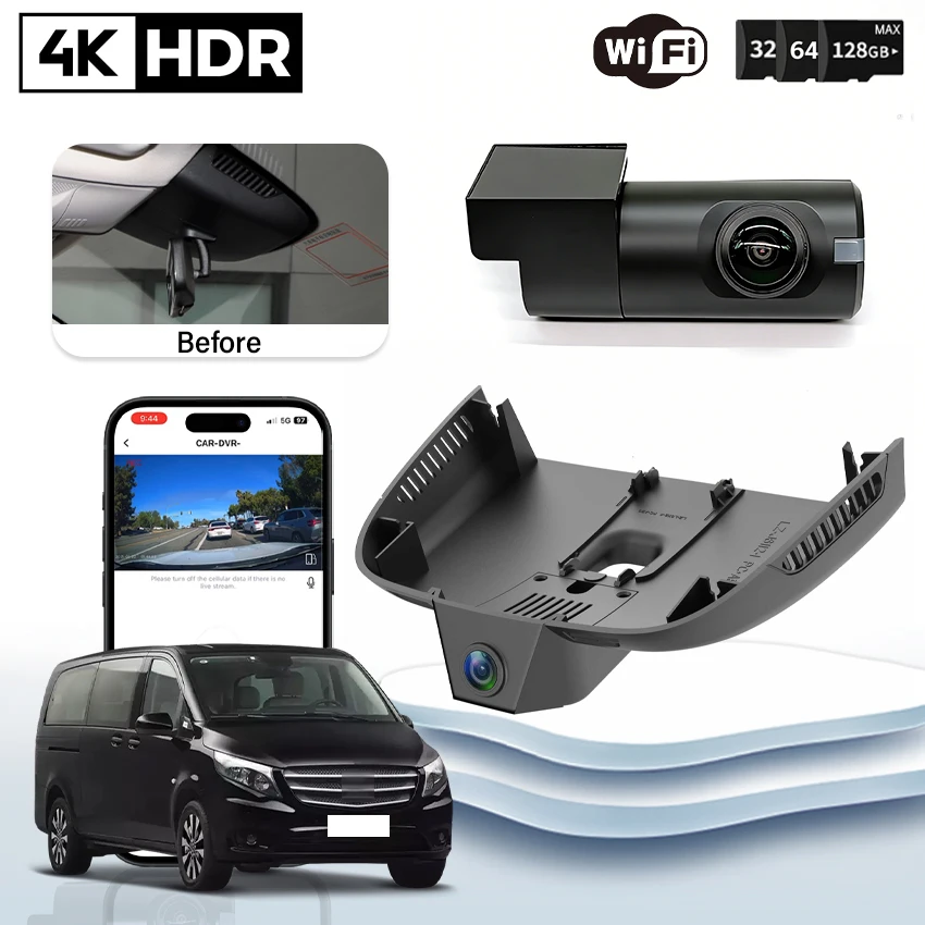 4K HD 2160P Car DVR for Mercedes-Benz Vito W447 W639 Vito Tourer Panel Van Mixto 2016-2023 DashCam Camera Video Recorder