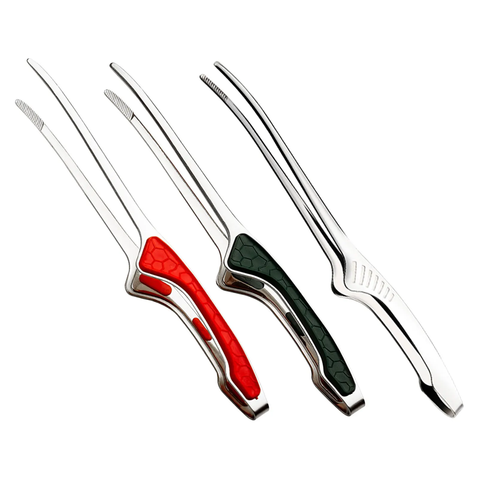 

3Pcs Stainless Steel Bbq Tongs Heavy Duty Non-Slip Grip Japanese Horn Salad Serving Tongs for Grilling Buffet Picnic