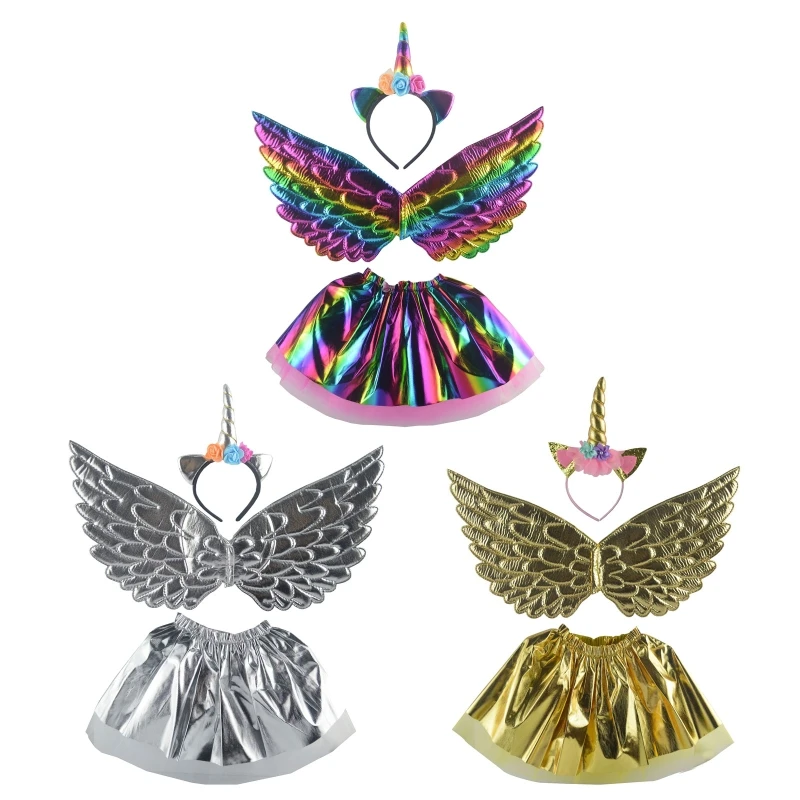 Dress with Wings Headband Costume Prop Decor for Halloween N7YF