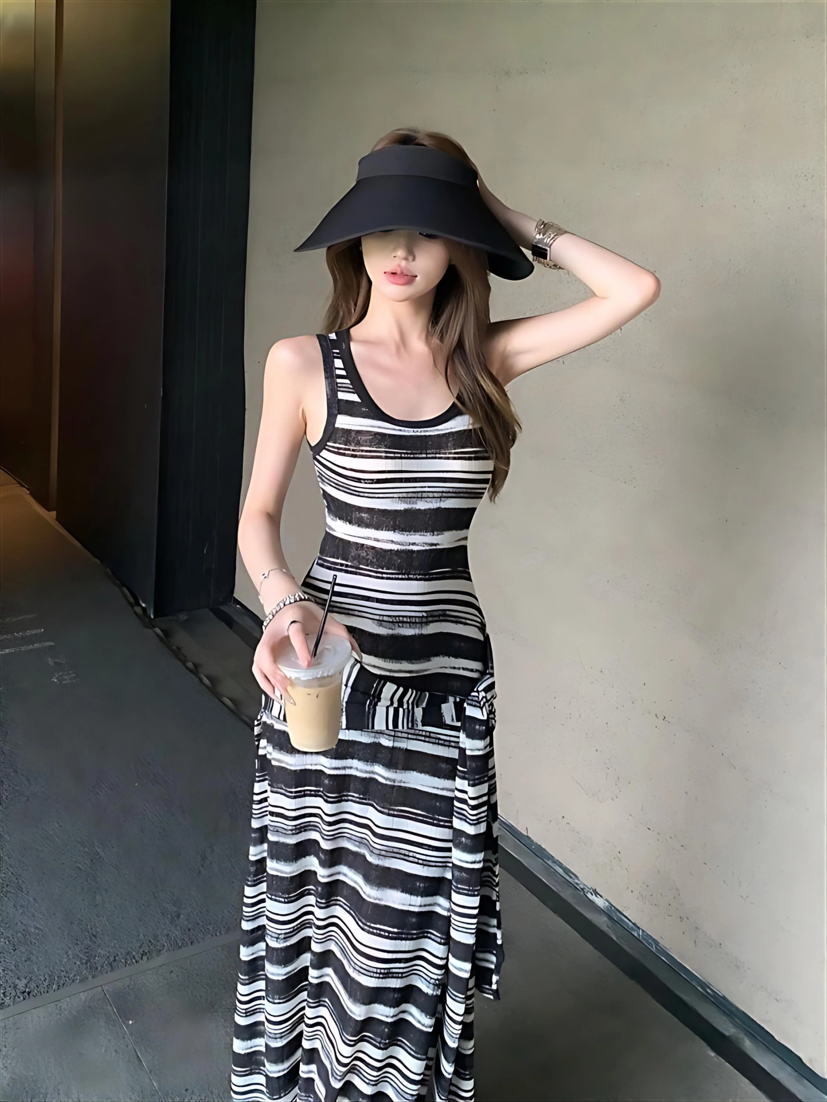 Abiti Abito da donna in champagne estivo modale con scollo all'americana montati multiway smocking resort ultra corto dolce ragazza clubwear sexy