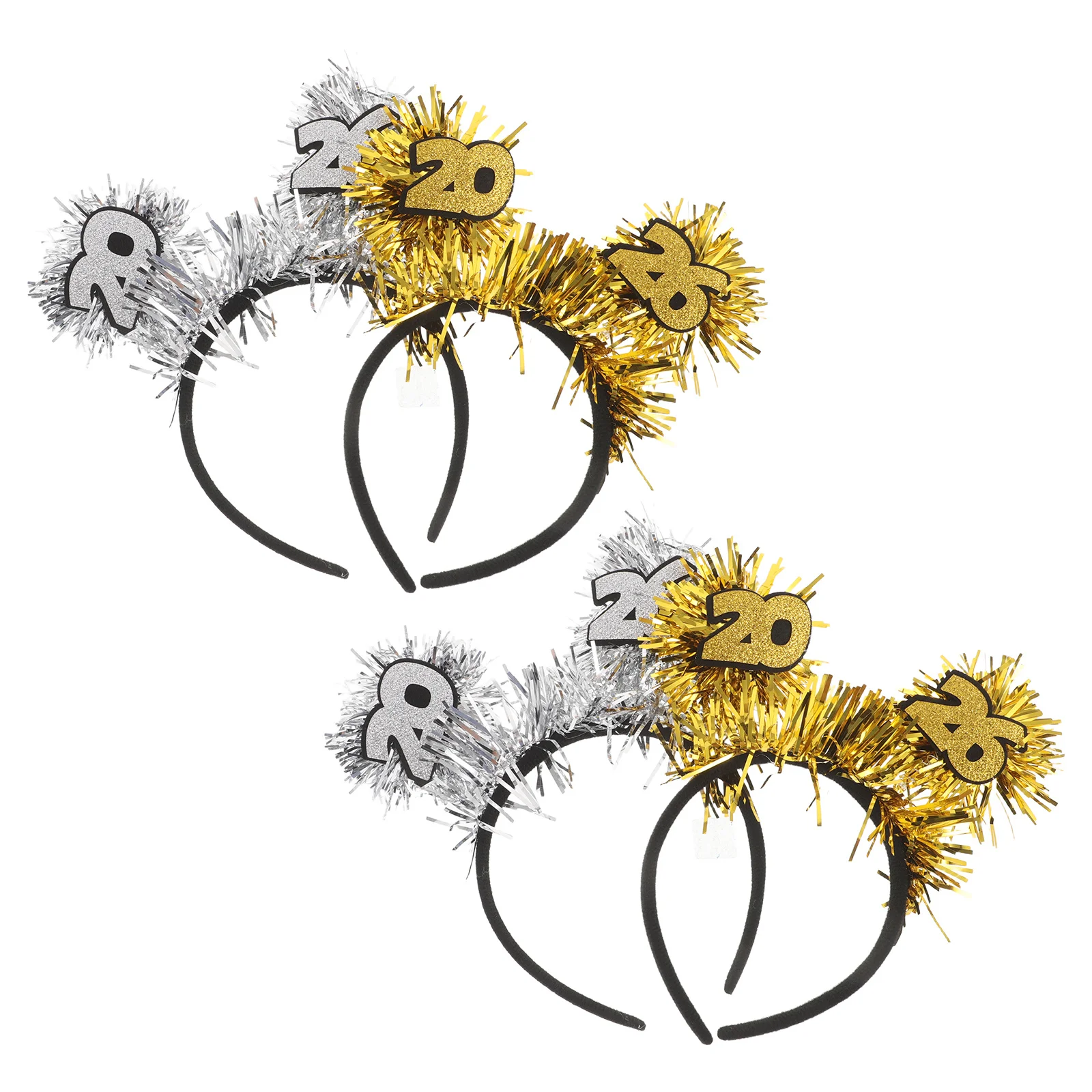 

4Pcs New Year Headband Set Glitter Tinsel Headwear Party Supplies Women Festive Celebration Hair Accessories Holiday Party