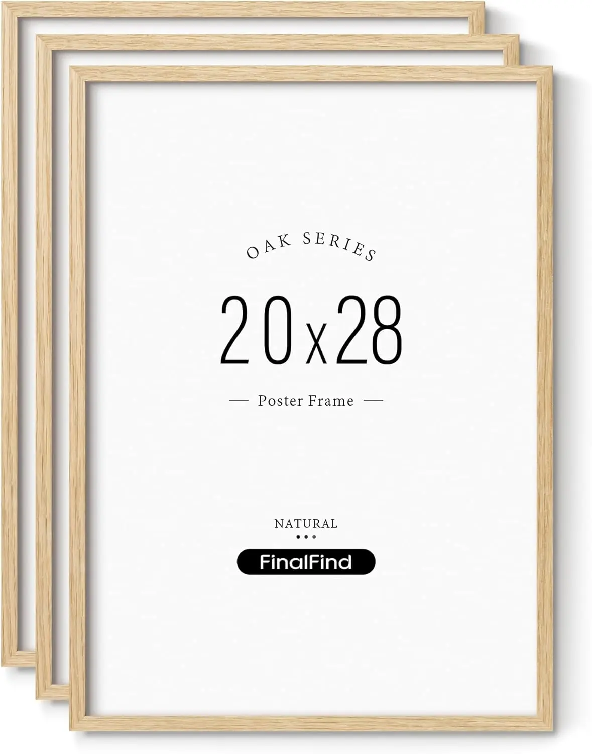 

Minimalist 20x28 Picture Frame Set of 3, Natural Solid Oak Wood 20x28 Poster Frame, Lightweight (3 Pack, Oak)