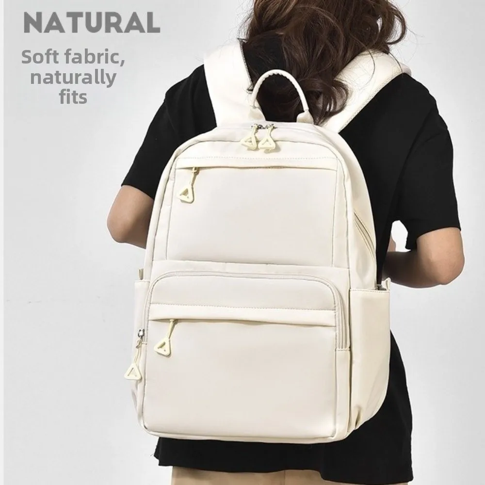 

Unisex Solid Color Student Backpack Large Capacity Lightweight Laptop Backpack Korean style Versatile School Bag School Use