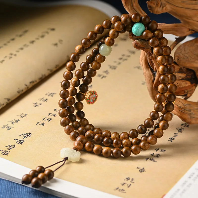 

free shipping Vietnam aloes wood hand string transfer beads Buddha beads bracelet men and women lovers rosary necklace wholesale