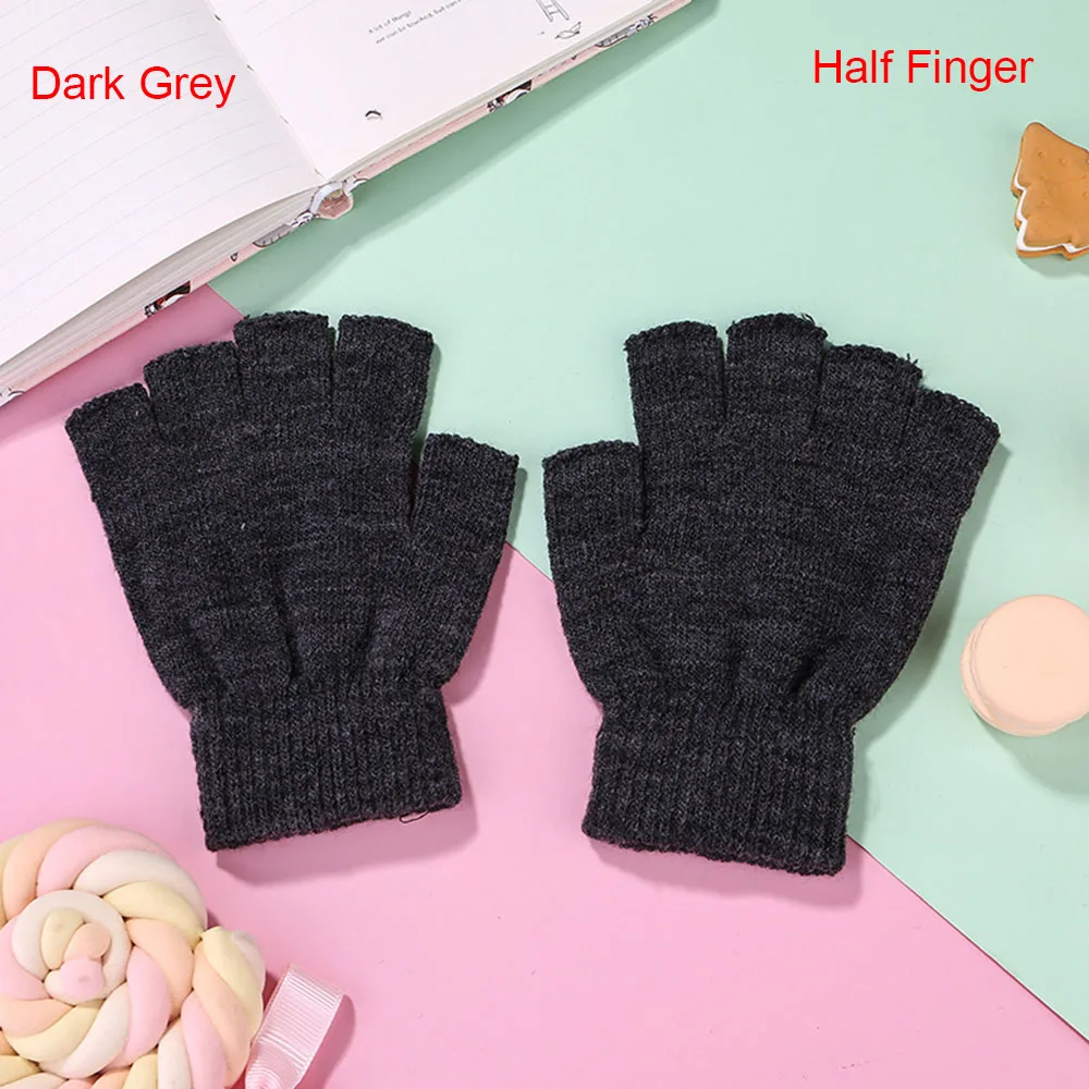 

1pair Fashion Novelty Warm Stretch Elastic Half Finger Warm Knitted glove Fingerless Gloves Black handwear
