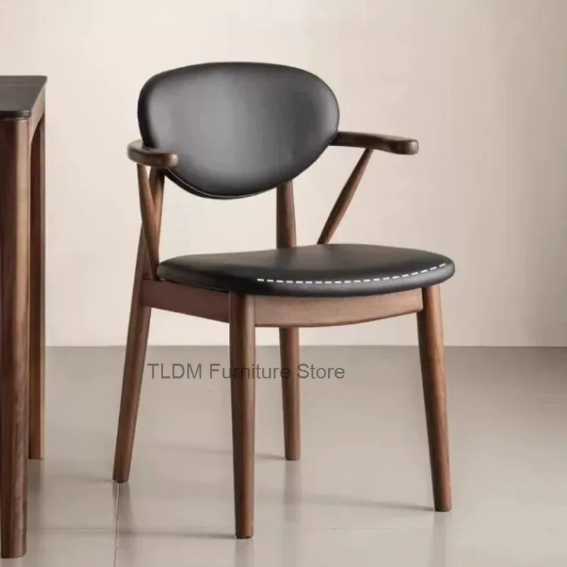 Solid Wood Arm Dining Chair Irregular Curved Fabric Backrest Soft Padded Cushion Stable Slant Leg Accent Chair for Kitchen Decor