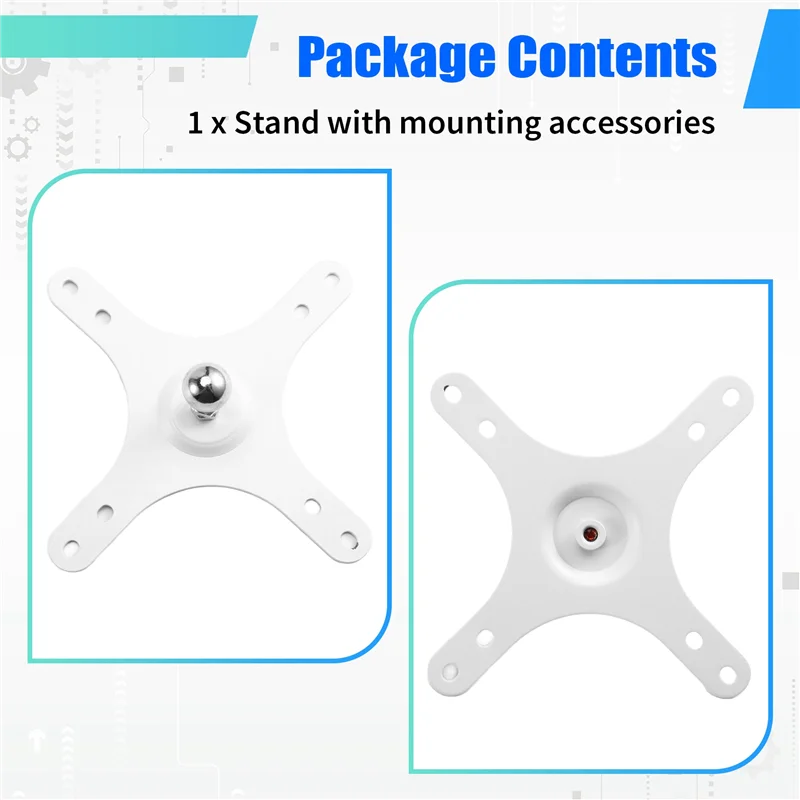 

Portable Monitor Mounting Bracket VESA Plate With 17Mm Ball Base Set Wall Mount Holder For 100X100mm 75X75mm