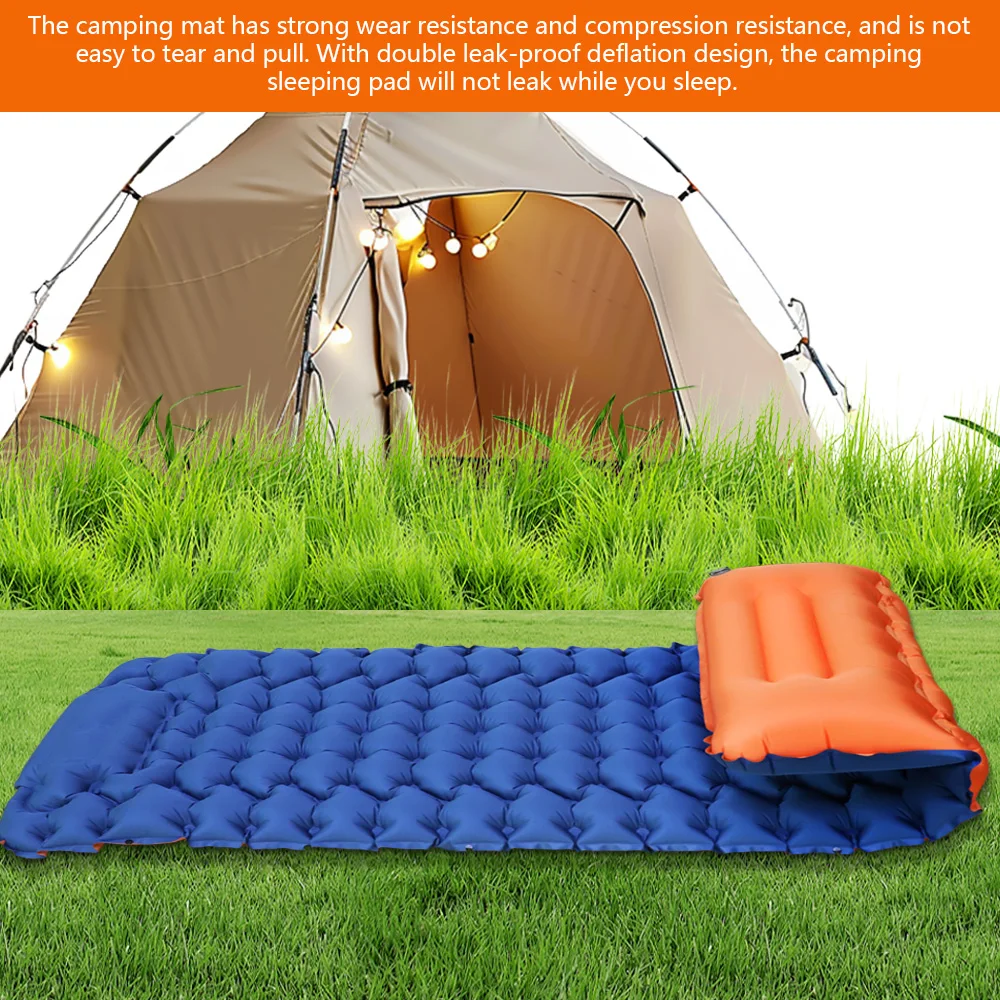 Colchoneta para acampar, colchoneta ultraligera con almohada, colchonetas inflables con bomba de pie integrada, compacta, impermeable, ideal para acampar, hacer senderismo, viajar y usar en tiendas de campaña, para una persona.