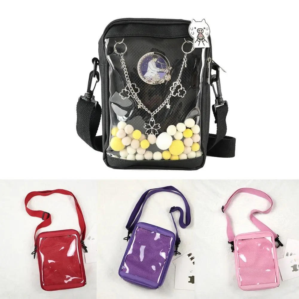 Cute Black White Mini Crossbody Bags PVC Transparent Women's Shoulder Purse Simple Messenger Phone Bag for Display