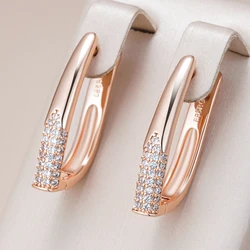 Kinel Trendy 585 Rose Gold Hoop English Earrings For Women Luxury Full Natural Zircon Accessories Vintage Bride Wedding Jewelry