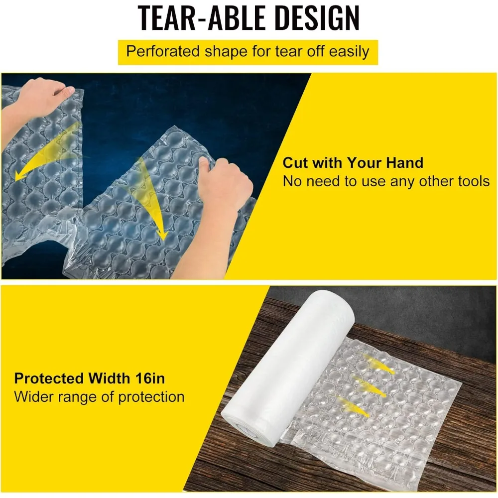 لفة غشاء وسادة هوائية بعرض 16 بوصة، بطول 984 أقدام لأكياس الفقاعات وآلات التغليف #4