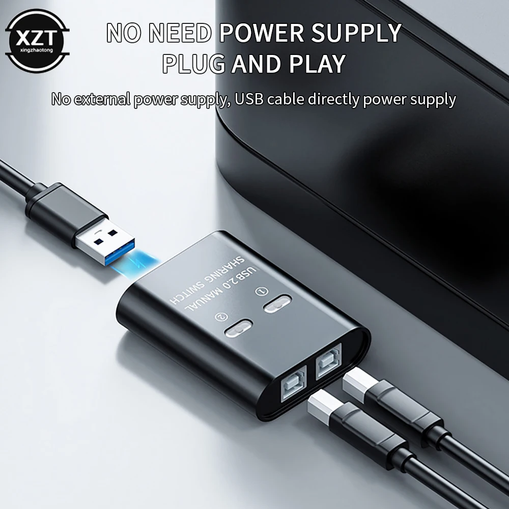 One Drag two USB – dispositif de partage d\'imprimante, commutateur de partage 2-en-1, commutateur KVM manuel, convertisseur Hub