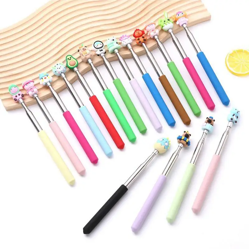 초등학교 유치원을위한 텔레스코픽 귀여운 만화 교실 용품을 읽는 어린이를위한 손가락 포인터 스틱 손가락 스틱