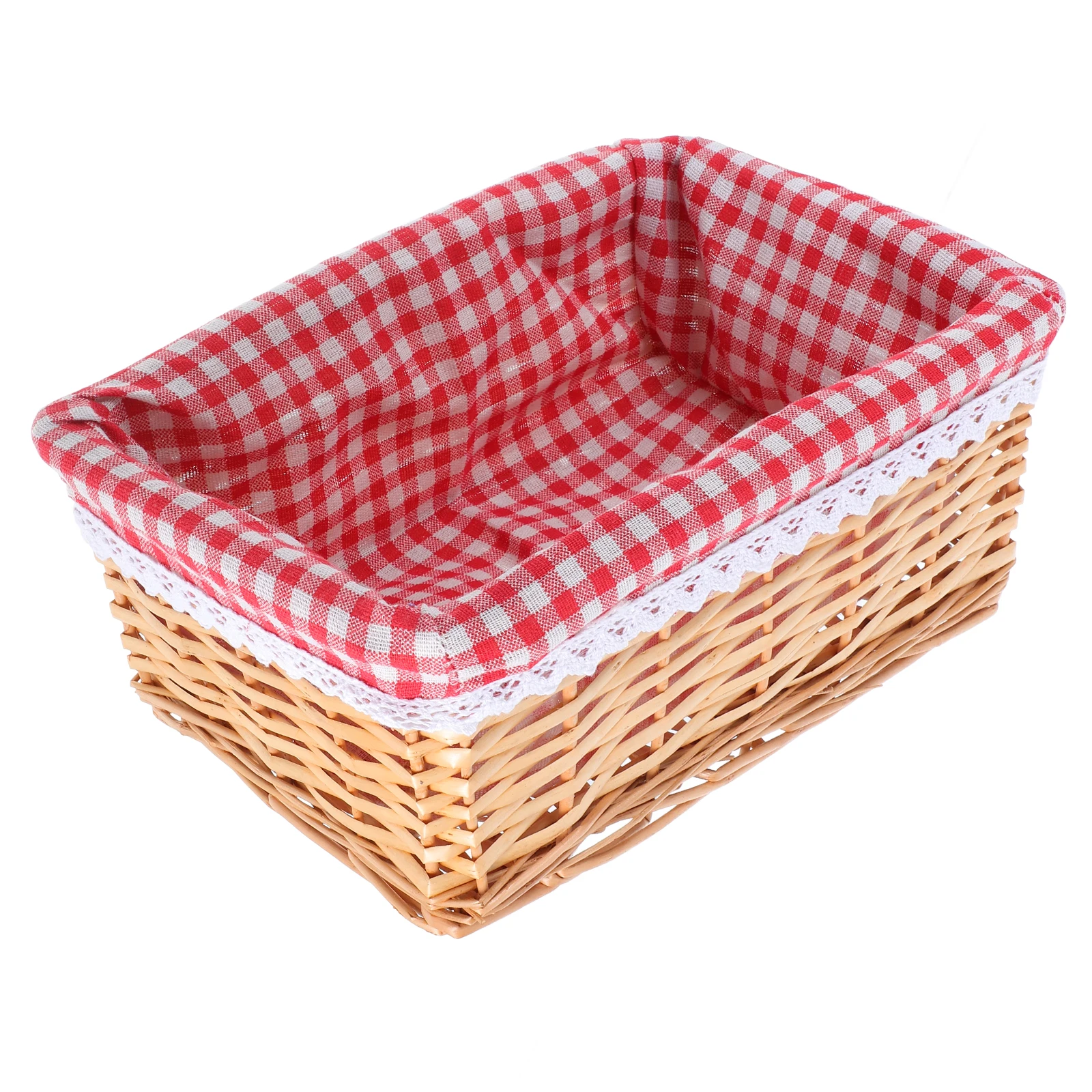 

Rattan Storage Basket Baskets for Shelves Small Wicker with Liner Rectangular Willow Display Seagrass
