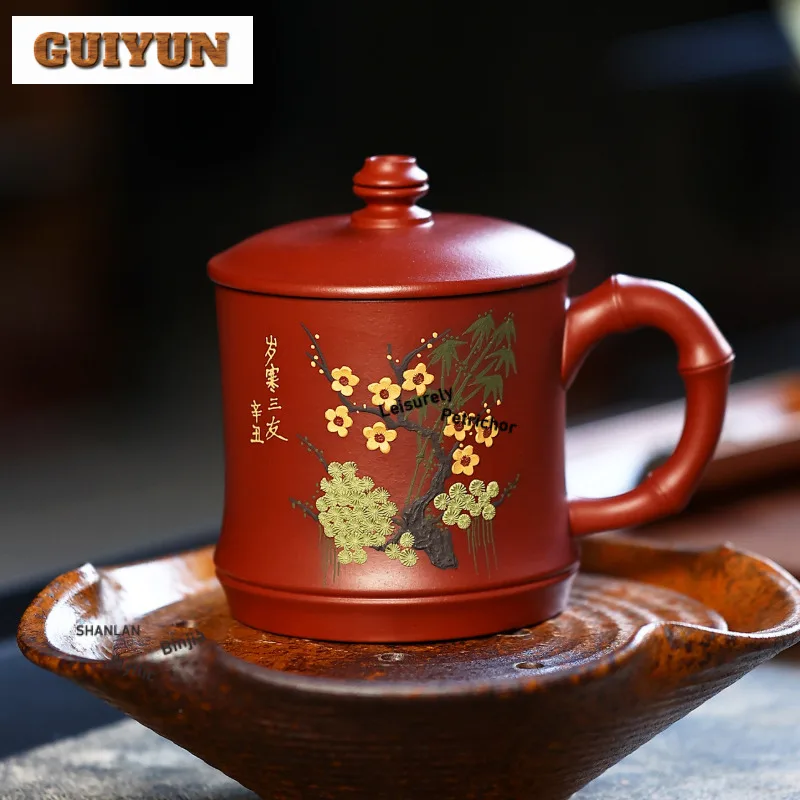 

390 мл Исинская фиолетовая глиняная кофейная кружка в стиле ретро, пара, чашки с ручкой, кружка для послеобеденного чая, домашняя офисная чашка для воды, чайные предметы, ремесло