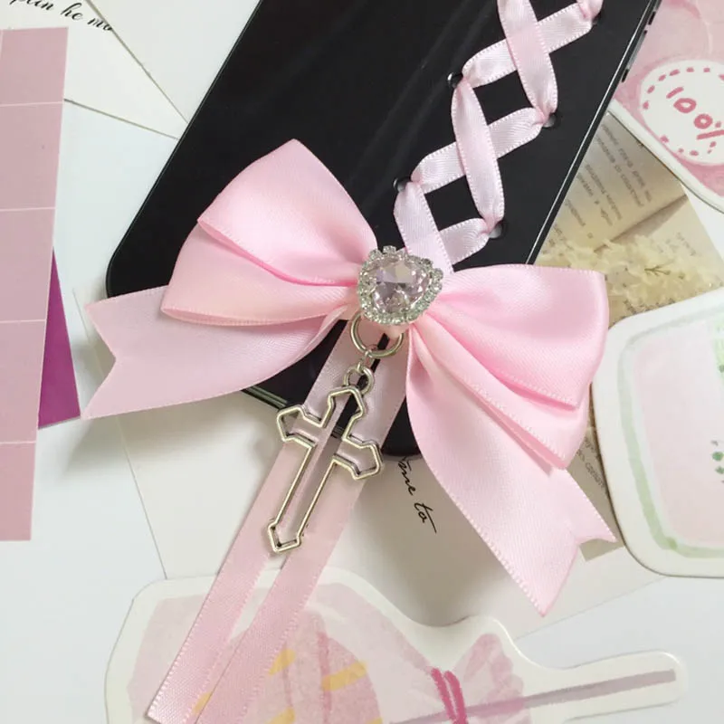 Ballet Style Elegant Pink Ribbon Handmade Soft Case for iPhone Samsung Custom Black Cover Phone Case