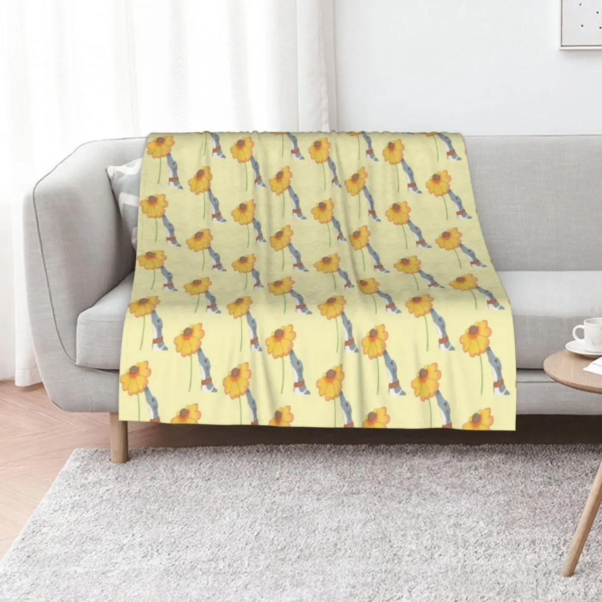 Just Sniffing Sunshine - Greyhound Sniffing a Yellow Flower Throw Blanket Shaggy Luxury Throw Furry Quilt Blankets