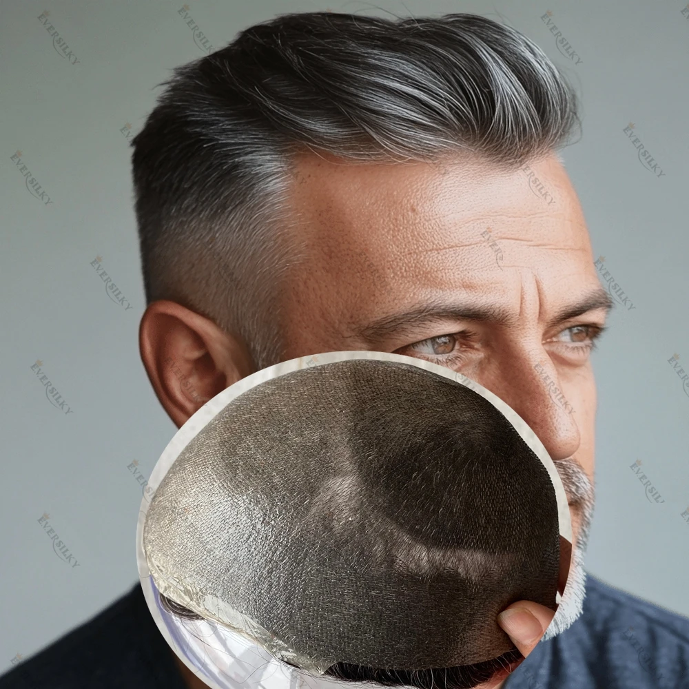 90%Density Super Thin 0.02mm Poly Skin Natural Hairline Human Hair Toupee for Hairloss Man Light Weight Vloop Undetectable Wigs
