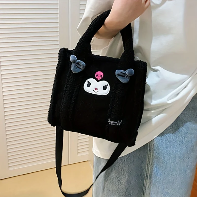 1pcs Sanrio Kulomi, CINNAMOROLL Handbag Lamb Wool Shoulder Bag Tote Bag Cute casual ladies portable bento bag