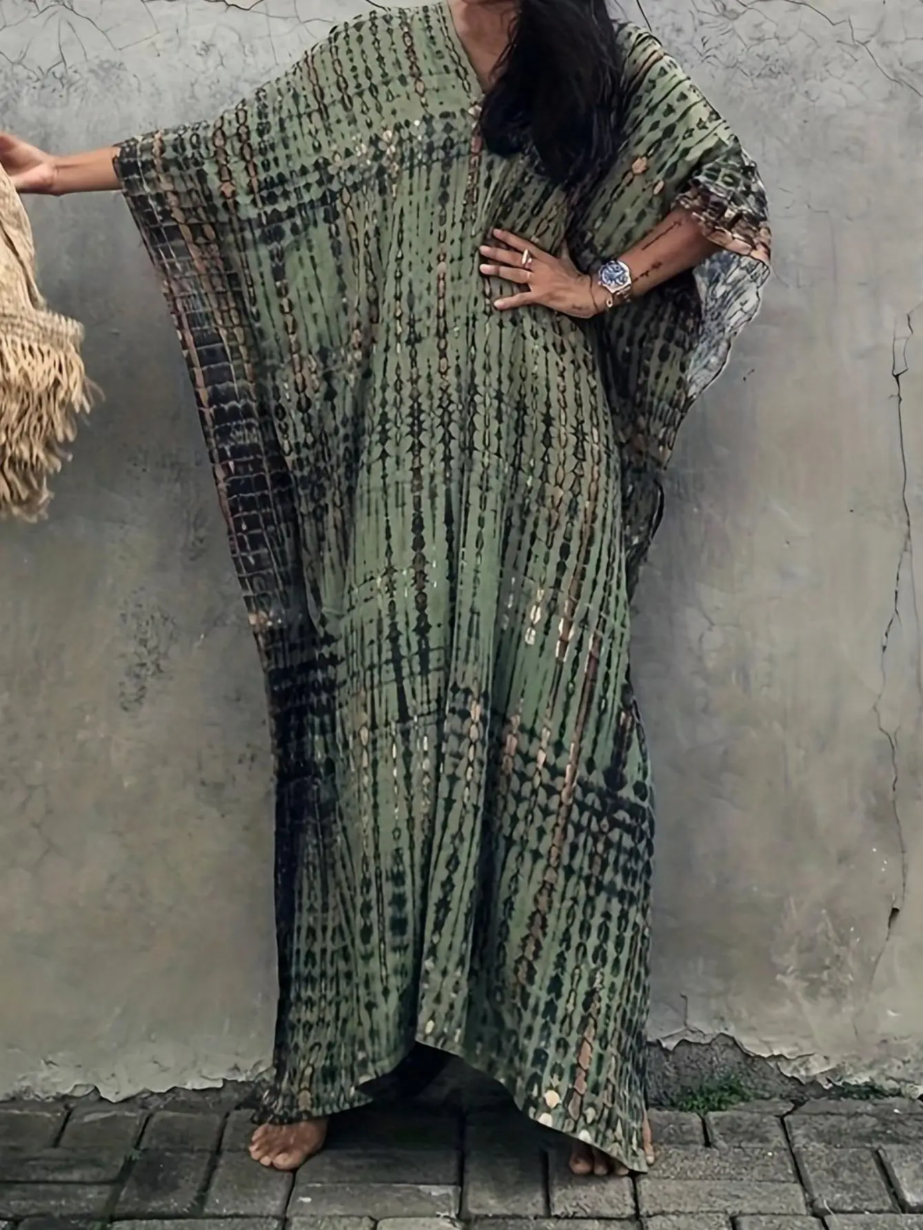 

Платья-кафтаны для женщин. Летнее пляжное платье больших размеров с принтом и накидкой для плавания.