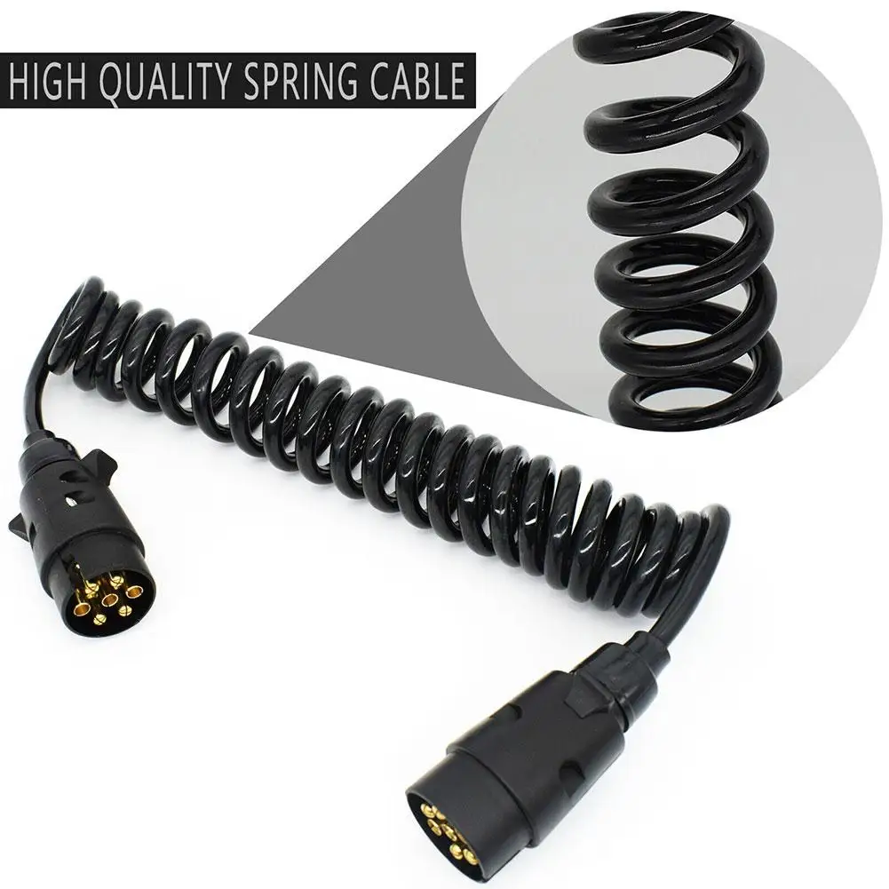 7 Pin Trailer Extension Coiled Cable Universal 7Pin Trailer Connector Cable Weatherproof Trailer Extension Cable image 5
