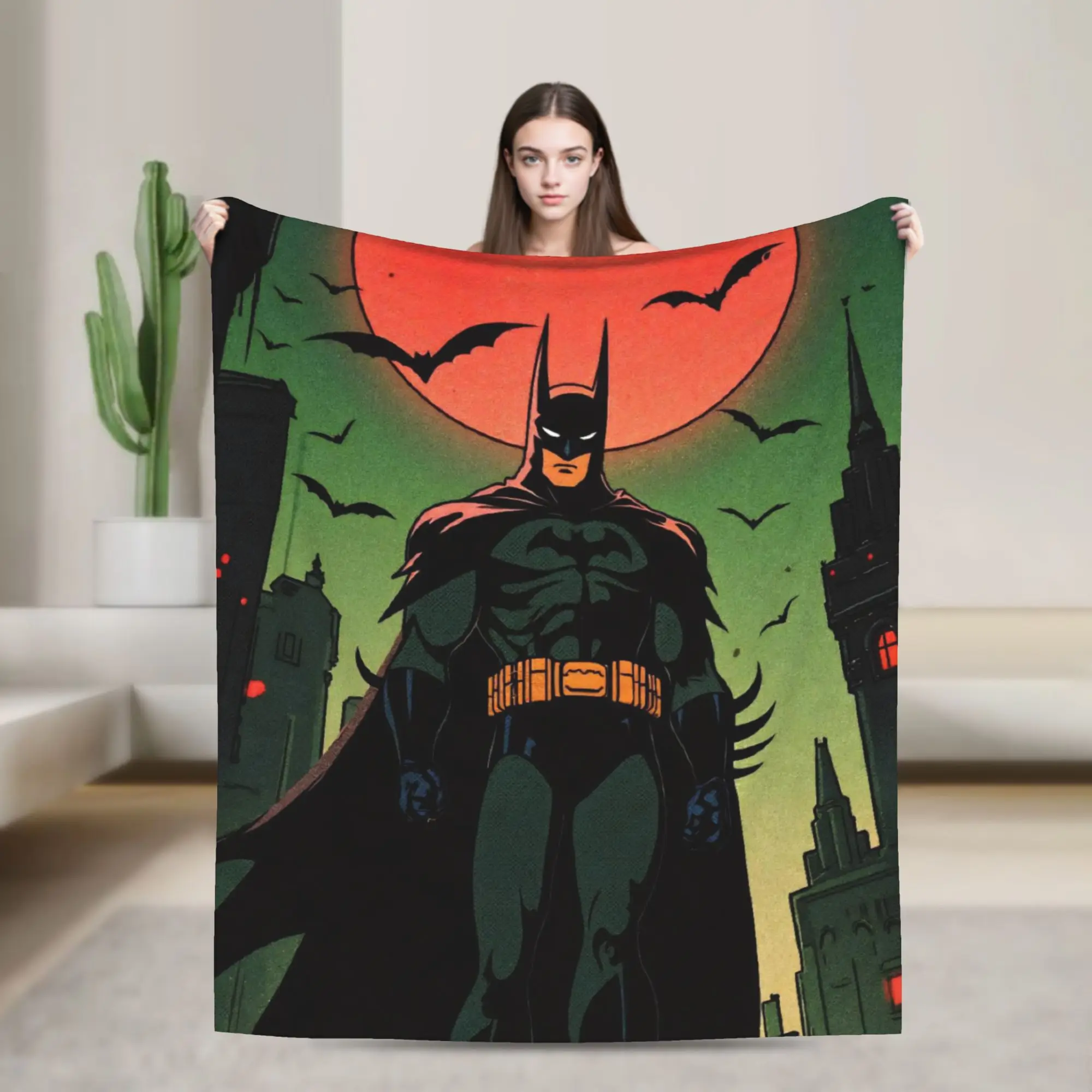 Batmans Plush Blanket Night Bat Funny Throw Blankets for Bed Sofa Couch 150*125cm Bedspreads,