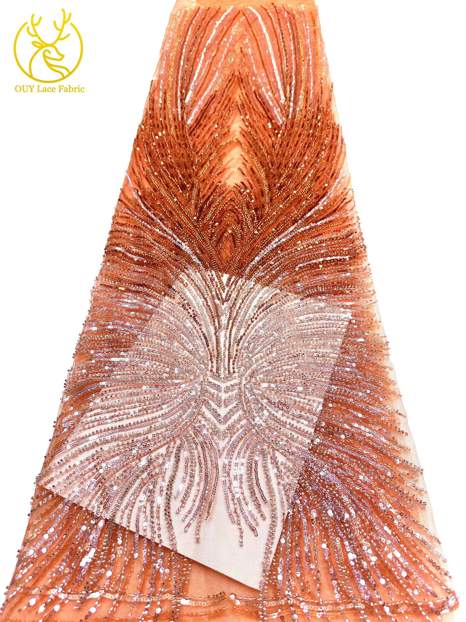 2026 Premium Spitze 5 Yards Französische Nigerianische Spitzenstoffe Afrikanische Pailletten-Perlen-Spitze für Damen Party Hochzeit Bankett – Detail 14