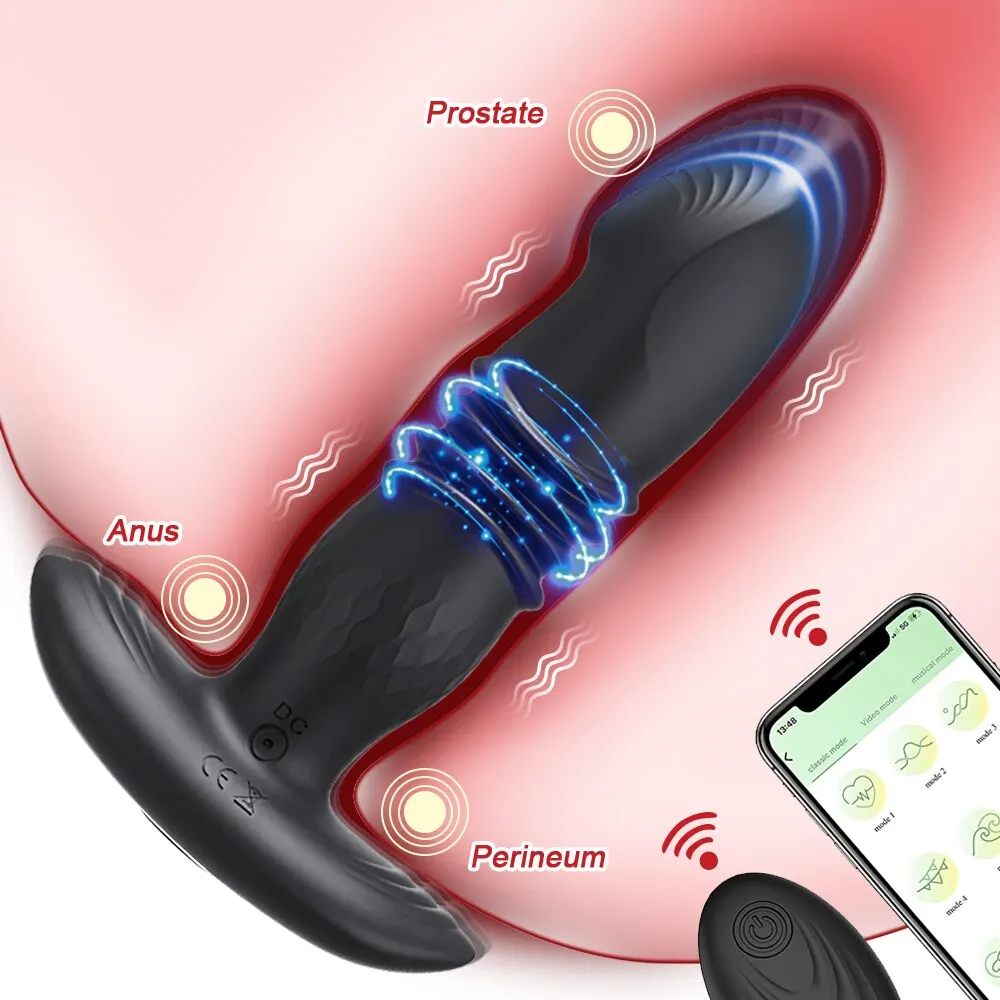 Plug anal telescópico vibratório para mulheres, Brinquedos sexuais remotos sem fio, Dildo anal, Massageador de próstata, App Vibrator, Bunda