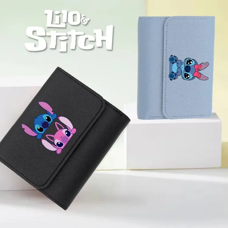 Disney-Carteiras Femininas Lilo e Stitch Zipper, Mini Porta-Moedas, Porta-Cartão Hasp, Carteira Lady Casual, Novo