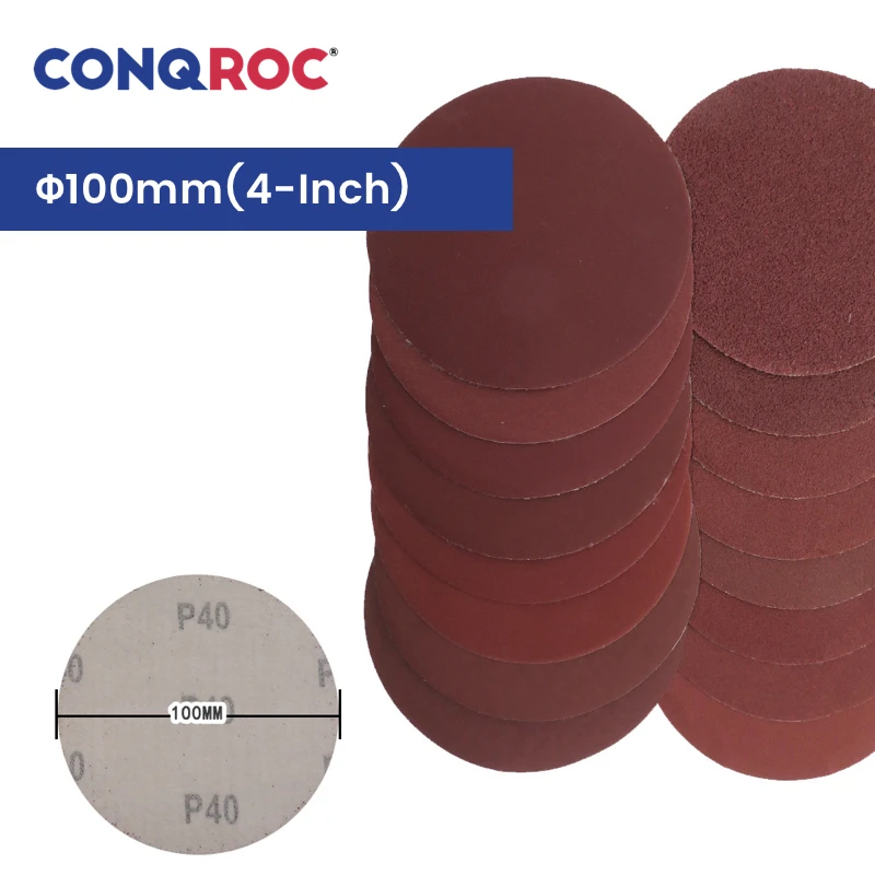 100mm(4-Inch) Sanding Discs Aluminum Oxide Hook and Loop Sanding Papers 100-Piece Grit P40~2000